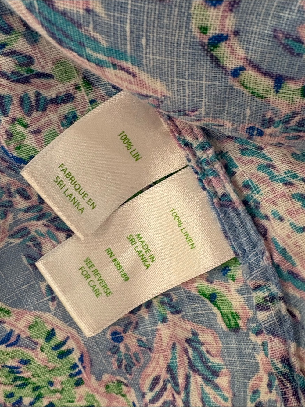 Lilly Pulitzer Sea View, Blue Floral Shirt with Pink & Green Accents Size XS - Picture 7 of 10
